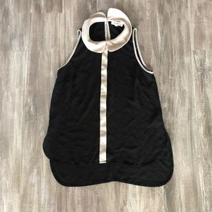 Monteau Black & Cream Collar Sheer Blouse Size XS